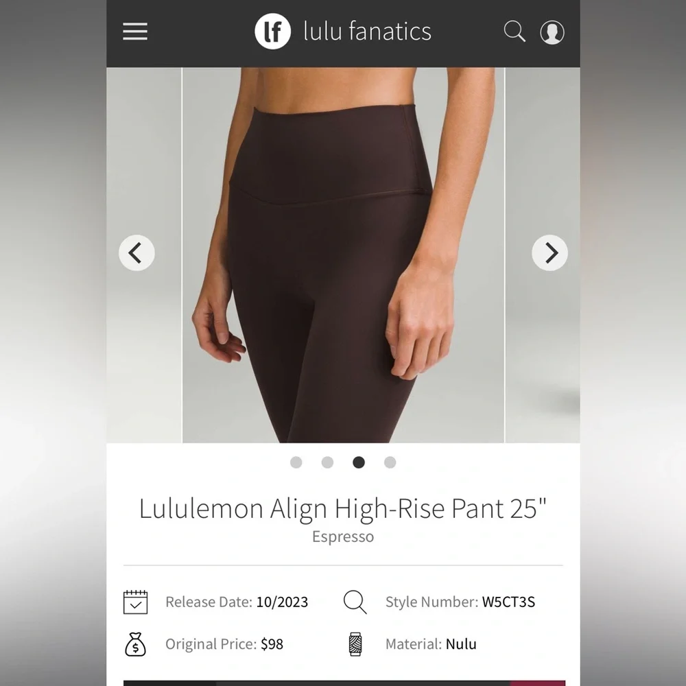 Lululemon align pant- retail $98 - high rise 25” length brown espresso - Picture 3 of 10
